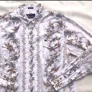 Nautica shirt snap down floral print Western style long sleeve men’s large